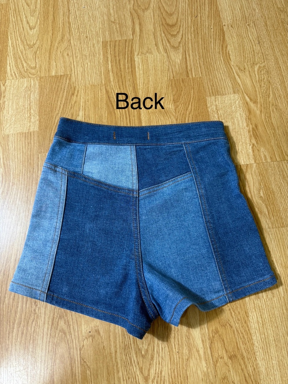 Free People Patchwork High-Rise Denim Shorts - Blue - Size 25 - Picture 2 of 12